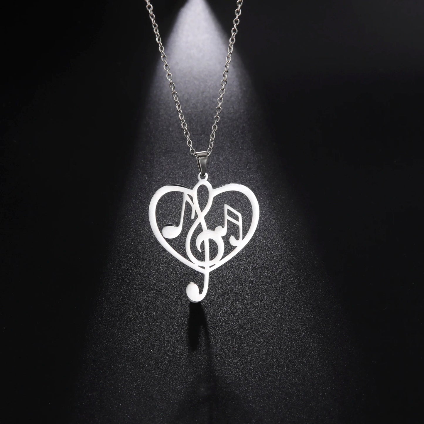 Note Treble Musical G Clef Symbol Necklace Music Heart Chain Gift For Woman Men Girl Stainless Steel Pendant Fashion Jewelry