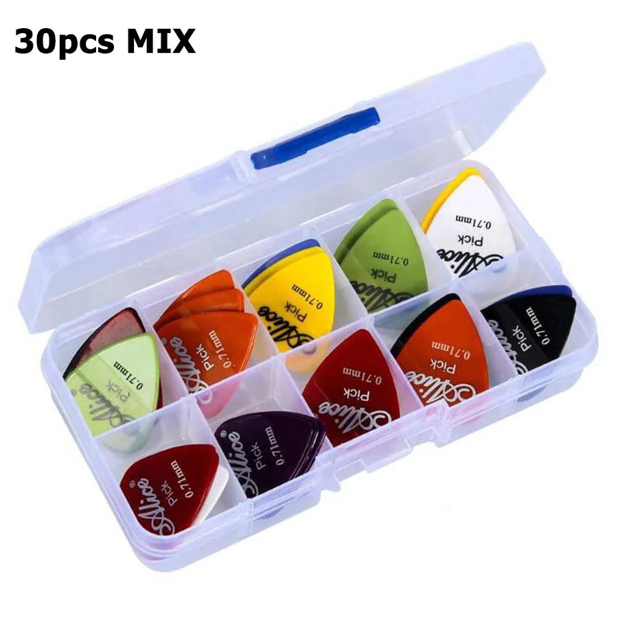 30pcs Boxed ABS Picks 0.58mm-1.5mm Multi Thickness Guitar Picks Suitable for Guitar Ukulele Bass String Instrument Accessories