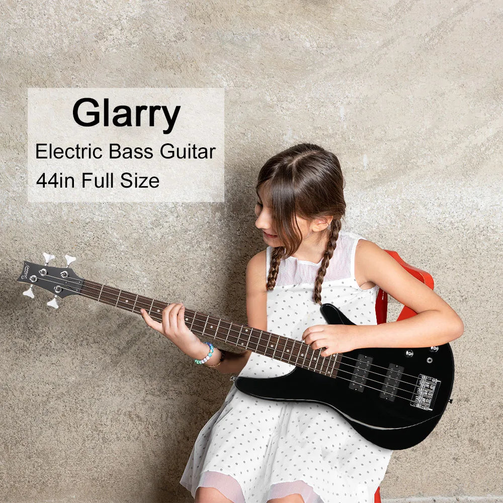 44 Inch GIB 4 String H-H Pickup Laurel Wood Fingerboard Electric Bass Guitar with Bag and other Accessories Black