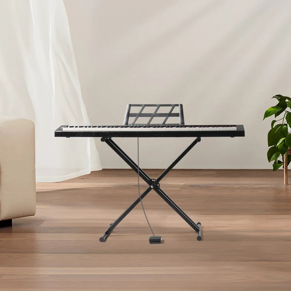 Semi-Weighted 88 Key Full Size Standard Keyboards Digital Piano with Dual-tube X-Shape Stand, MIDI Bluetooth, Headphone