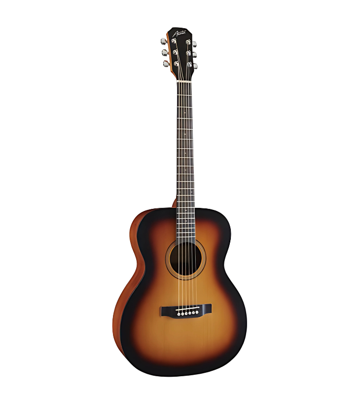 Austin AA25OSSB guitar with chrome machine heads, Austin AA25OSSB open pore finish lightweight acoustic guitar