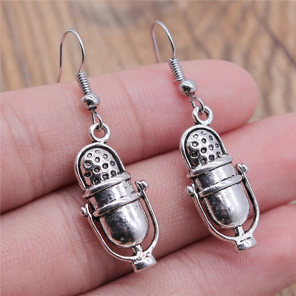 Musical Jewelry Earrings Musical Note Microphone Drum Guitar Violin Shaped Dangle Drop Earrings For Girls Women