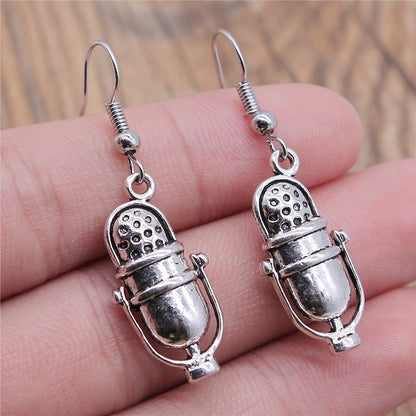 Musical Jewelry Earrings Musical Note Microphone Drum Guitar Violin Shaped Dangle Drop Earrings For Girls Women