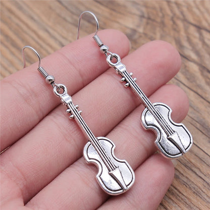 Musical Jewelry Earrings Musical Note Microphone Drum Guitar Violin Shaped Dangle Drop Earrings For Girls Women