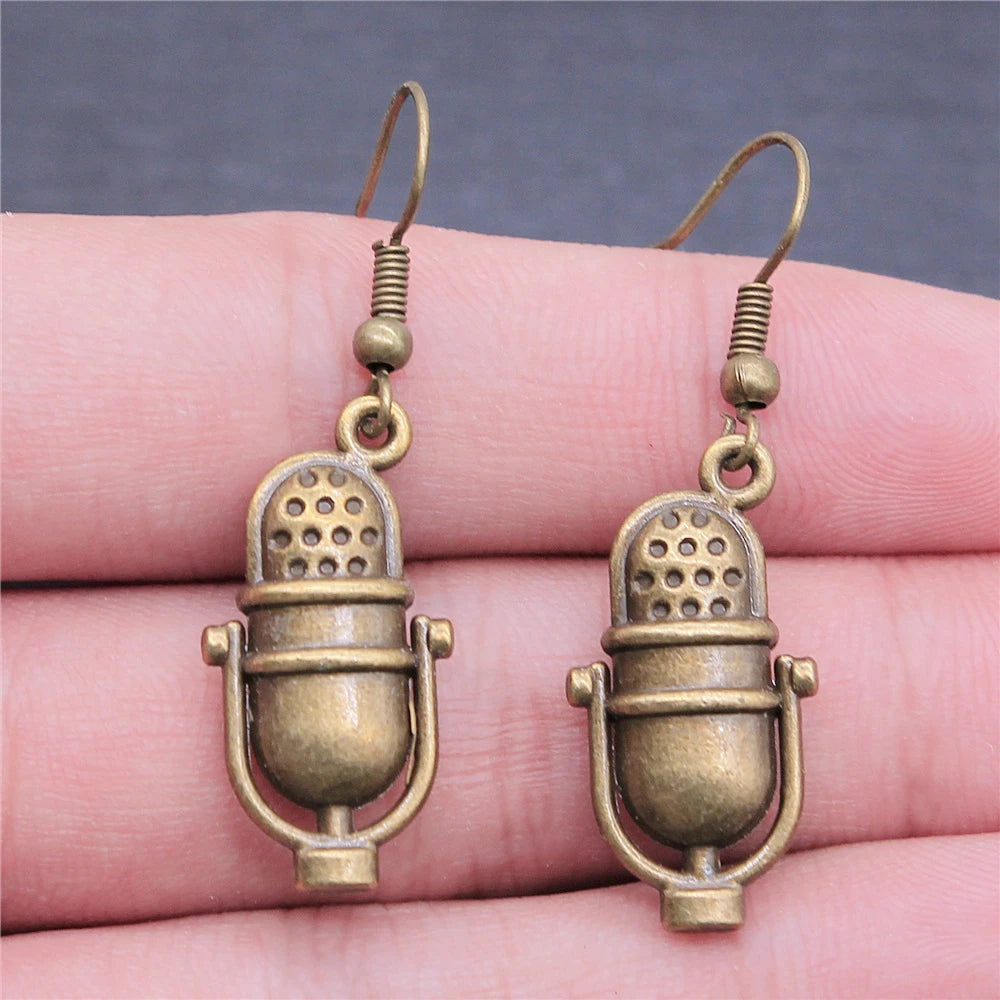 Musical Jewelry Earrings Musical Note Microphone Drum Guitar Violin Shaped Dangle Drop Earrings For Girls Women