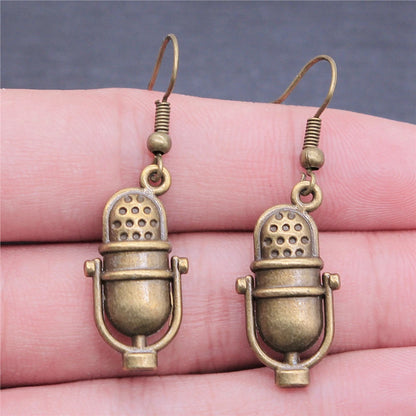 Musical Jewelry Earrings Musical Note Microphone Drum Guitar Violin Shaped Dangle Drop Earrings For Girls Women