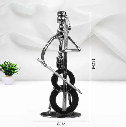 ERMAKOVA 13cm Retro Iron Sculpture Band Instrument Musician Figure Doll Model Crafts Ornaments Home Decoration Accessories Gift