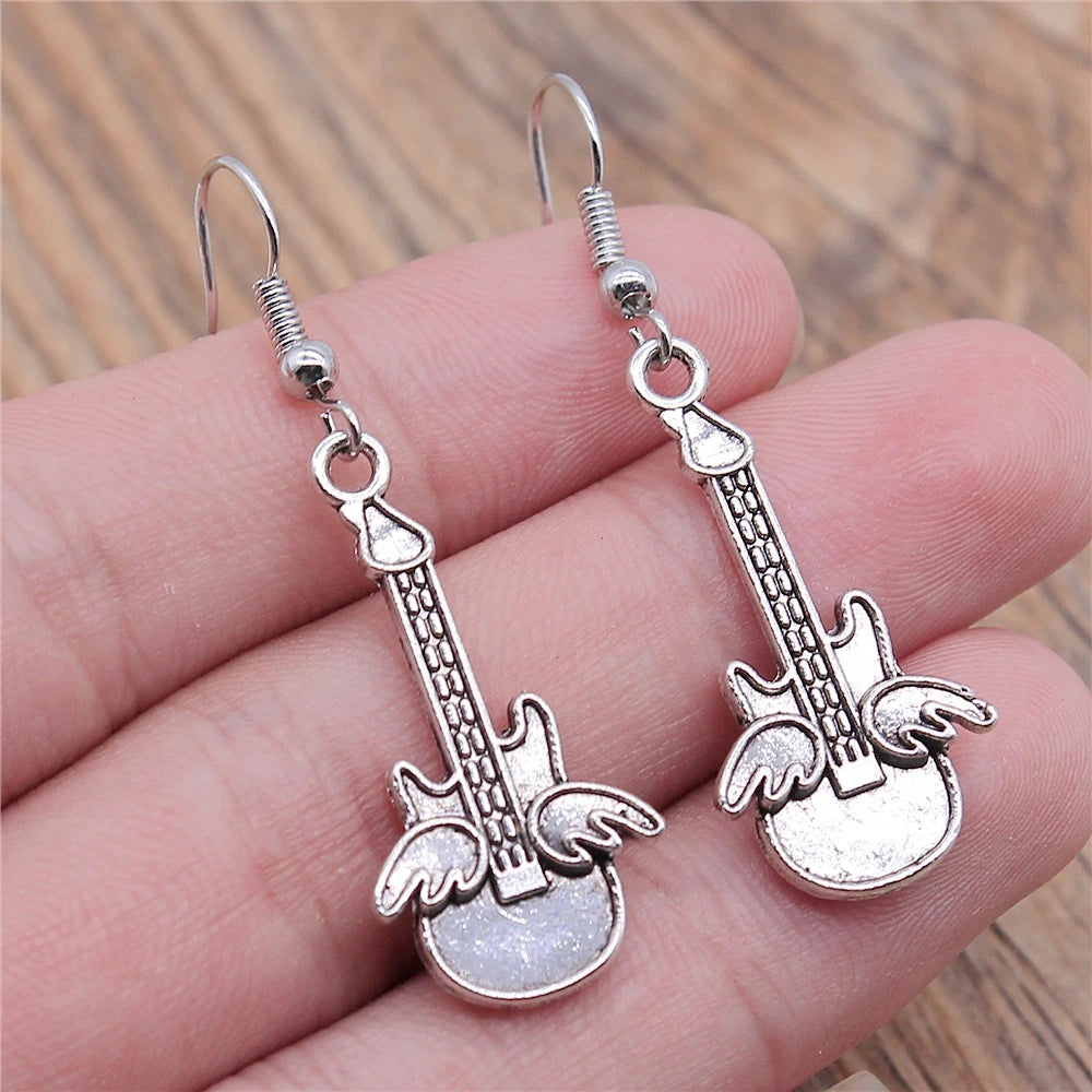 Musical Jewelry Earrings Musical Note Microphone Drum Guitar Violin Shaped Dangle Drop Earrings For Girls Women