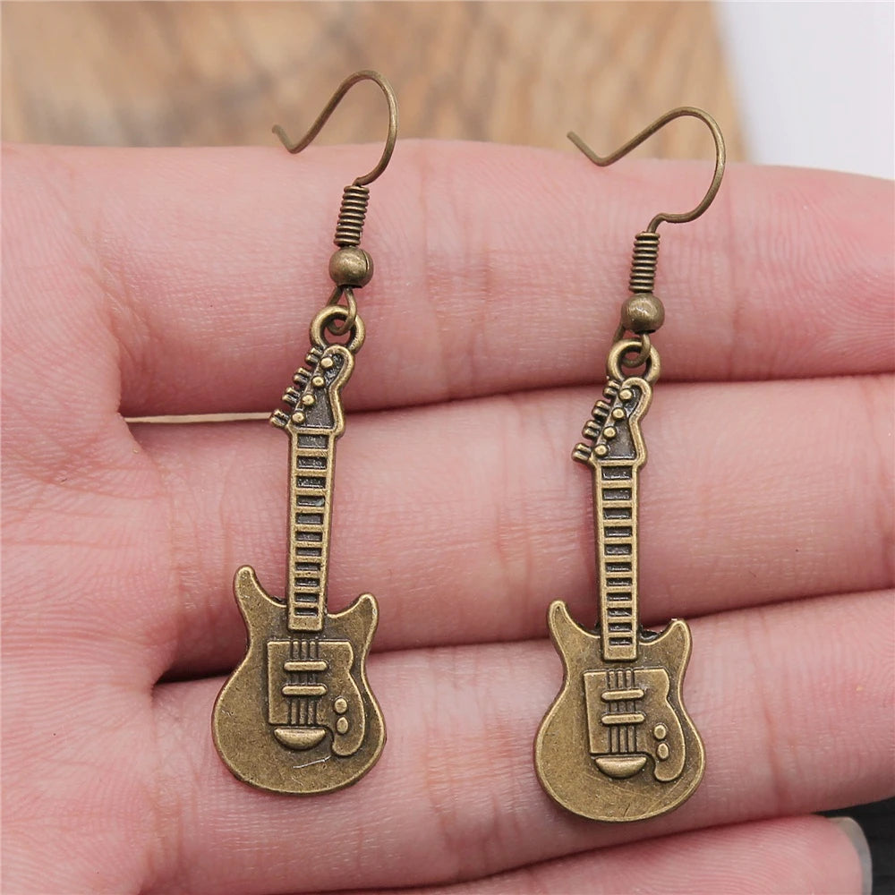 Musical Jewelry Earrings Musical Note Microphone Drum Guitar Violin Shaped Dangle Drop Earrings For Girls Women