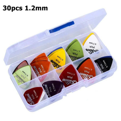 30pcs Boxed ABS Picks 0.58mm-1.5mm Multi Thickness Guitar Picks Suitable for Guitar Ukulele Bass String Instrument Accessories