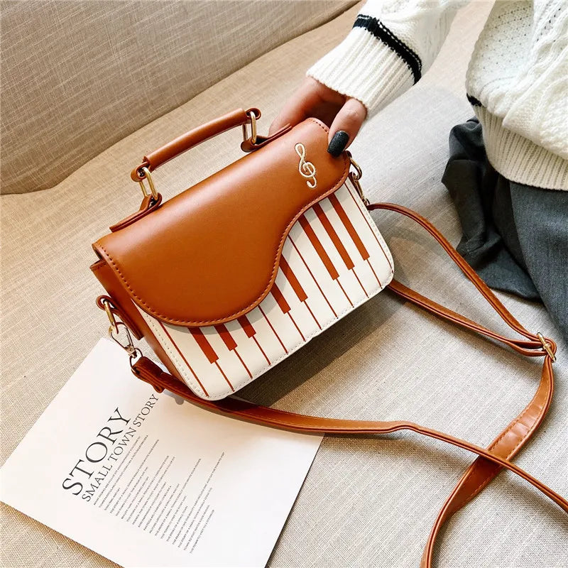 Korean Piano Design Women's Shoulder Bag PU Leather Messenger Handbag Fashion Crossbody with Coin Pocket