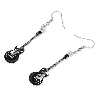 Bonsny Acrylic Anime Guitar Dangle Earrings Musical Instruments Drop Charms Fashion Jewelry For Women Girls Teens Gift Accessory