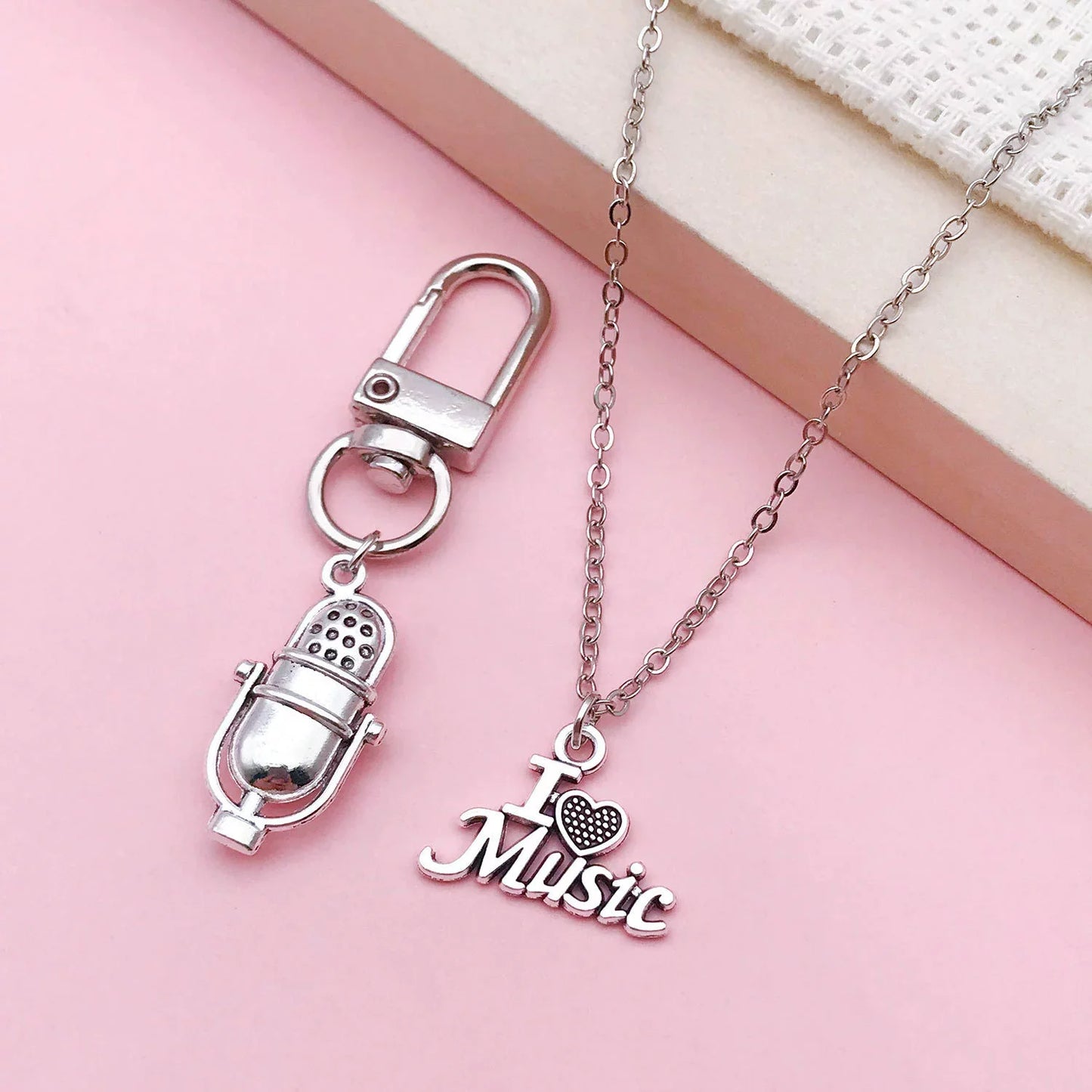 10-Piece Silver Music Instrument Charms – Guitar, Microphone & Note Pendants for DIY Jewelry