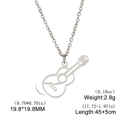 Unift Music Note Treble Clef Guitar Necklaces for Women Stainless Steel Pendant Trendy Music Jewelry Musician Violin Neck Chain