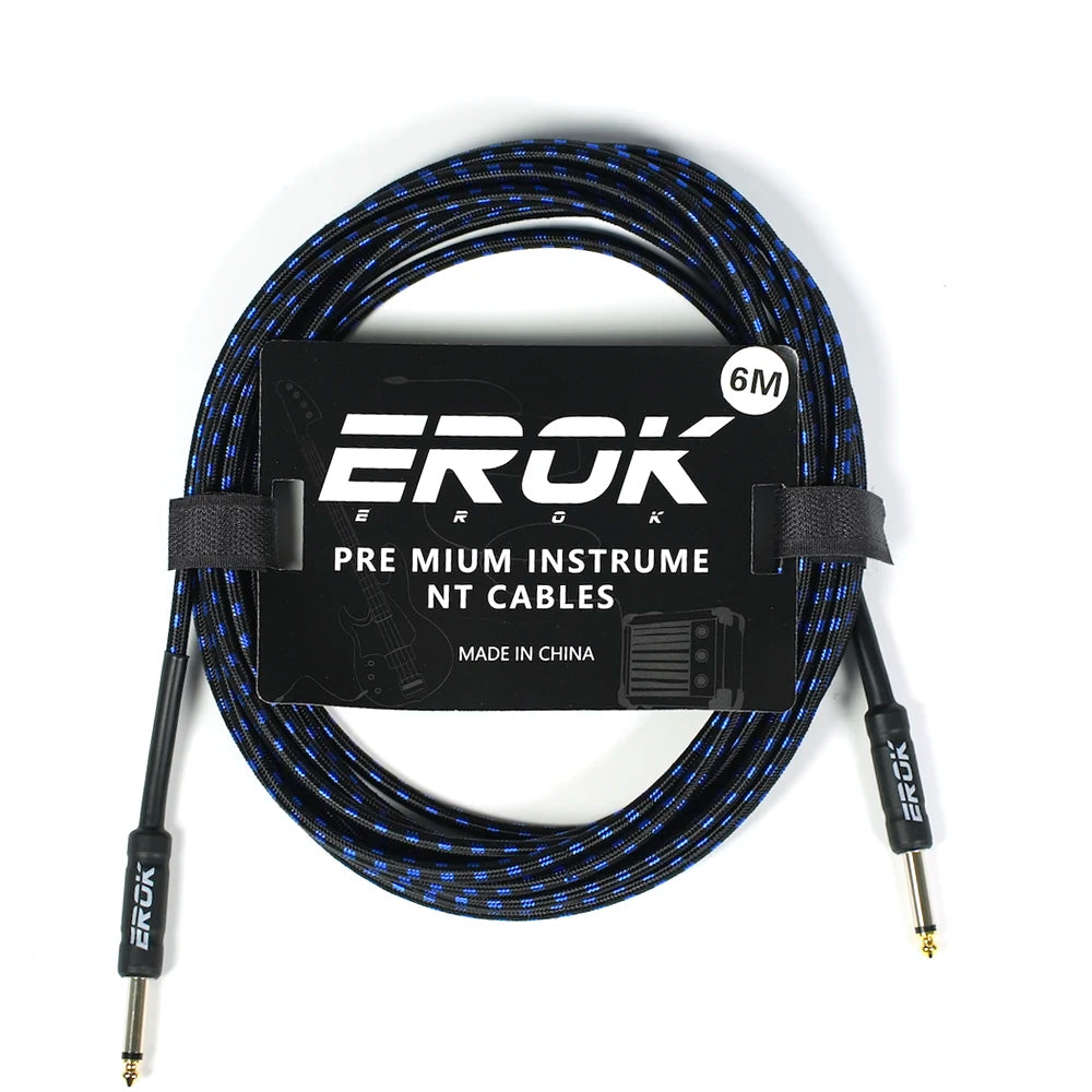 EROK 3/6/10M Guitar Audio Cable 6.35mm Plug No Noise Audio Wire Cord Musical Instrument Accessories Parts for Bass