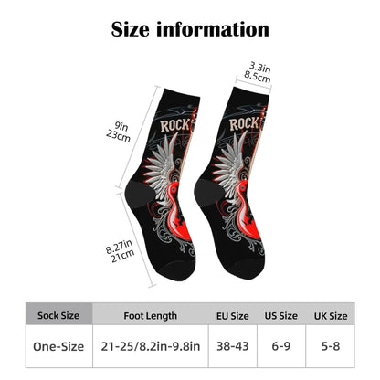 Rock Rolling Guitar Men's Socks Harajuku Style Fashion Retro Casual Socks Crazy Party Gift Street Hip Hop Novelty Funny Socks