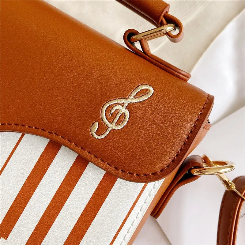 Korean Piano Design Women's Shoulder Bag PU Leather Messenger Handbag Fashion Crossbody with Coin Pocket