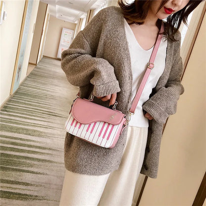 Korean Piano Design Women's Shoulder Bag PU Leather Messenger Handbag Fashion Crossbody with Coin Pocket