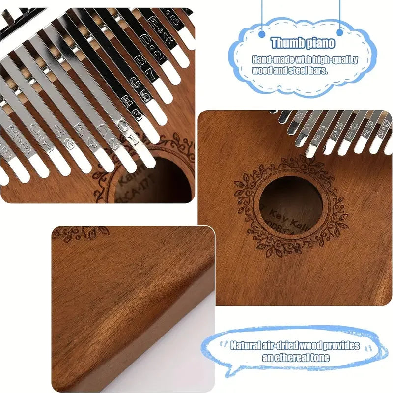 17 Keys Kalimba Thumb Piano High Quality Wood Mbira Body Musical Instruments With Learning Book Kalimba Piano Christmas Gift