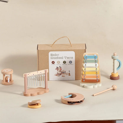 7pc Sets Music Toys for Children Music Instruments Girl Toys Wooden Cartoon Educational Instruments Children's Toys Instruments