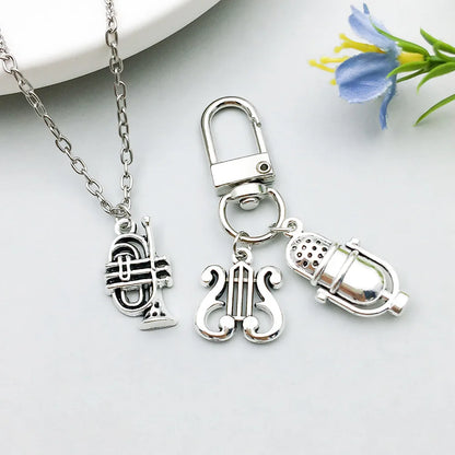 10-Piece Silver Music Instrument Charms – Guitar, Microphone & Note Pendants for DIY Jewelry