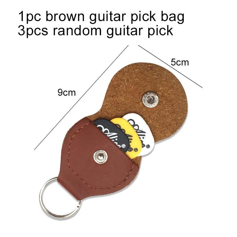 PU Leather Guitar Pick Bag + Alloy Capo & Metal Tuning Clip – Essential Guitar Accessory Kit