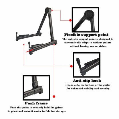 Miwayer Folding A‑Frame Guitar Stand – Universal ABS Floor Support for Acoustic, Electric, Bass & Ukulele