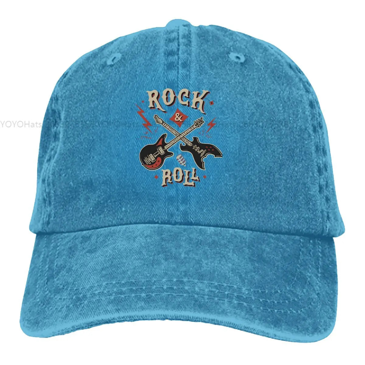 Rock N Roll Multicolor Hat Peaked Women's Cap Guitar Lovers Personalized Visor Protection Hats