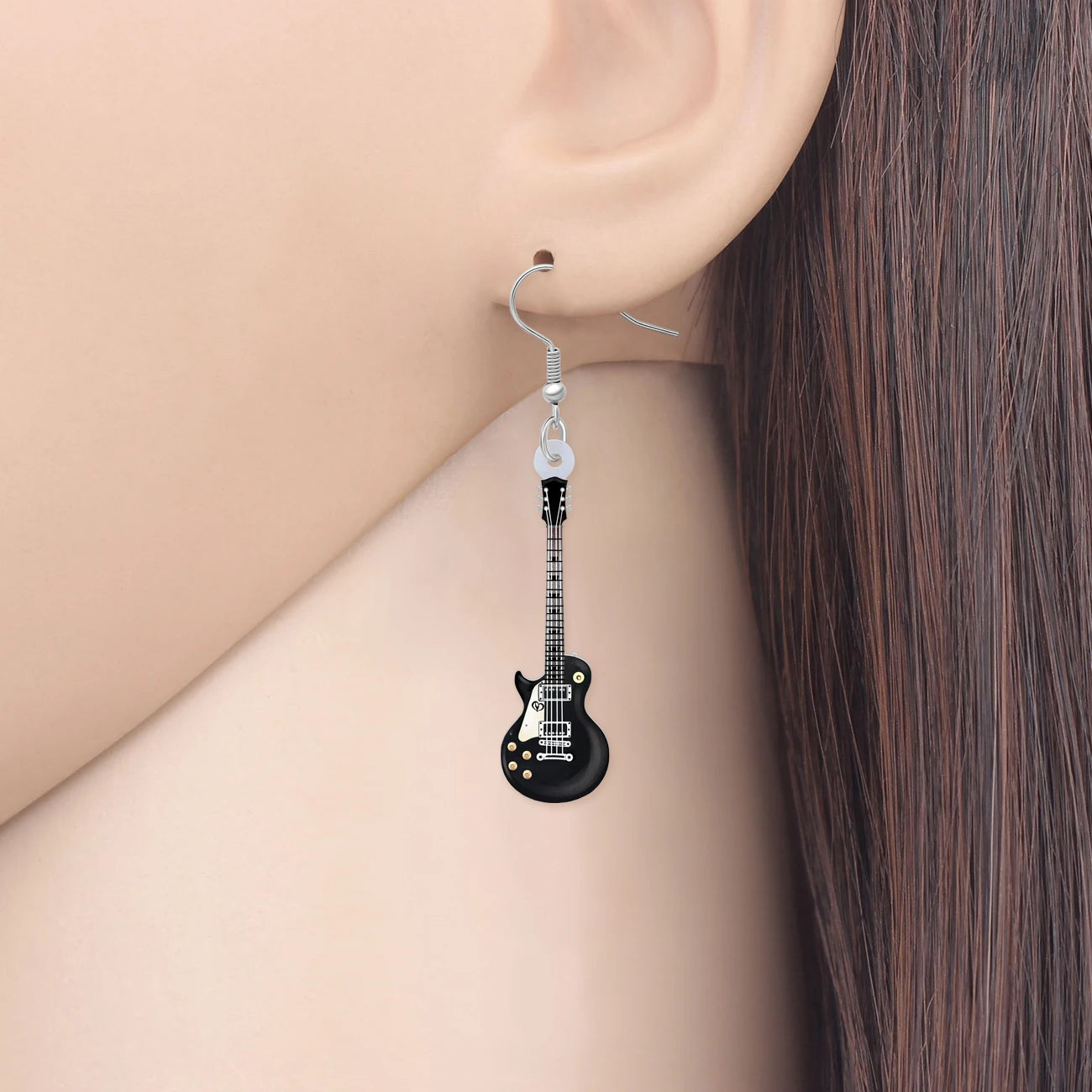 Bonsny Acrylic Anime Guitar Dangle Earrings Musical Instruments Drop Charms Fashion Jewelry For Women Girls Teens Gift Accessory