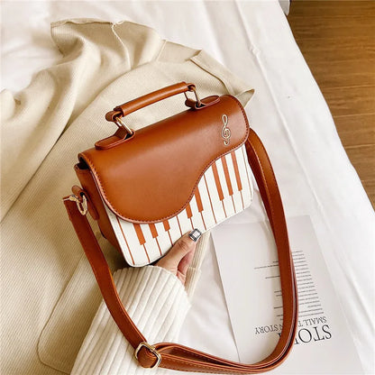 Korean Piano Design Women's Shoulder Bag PU Leather Messenger Handbag Fashion Crossbody with Coin Pocket