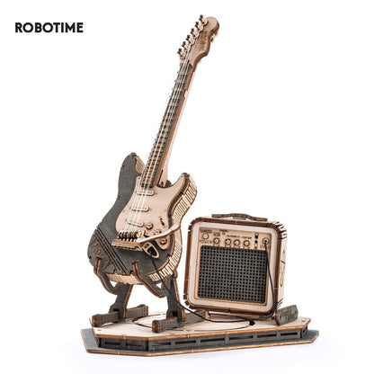 Robotime ROKR Electric Guitar 3D Wooden Puzzle – 140-Piece DIY Build Kit