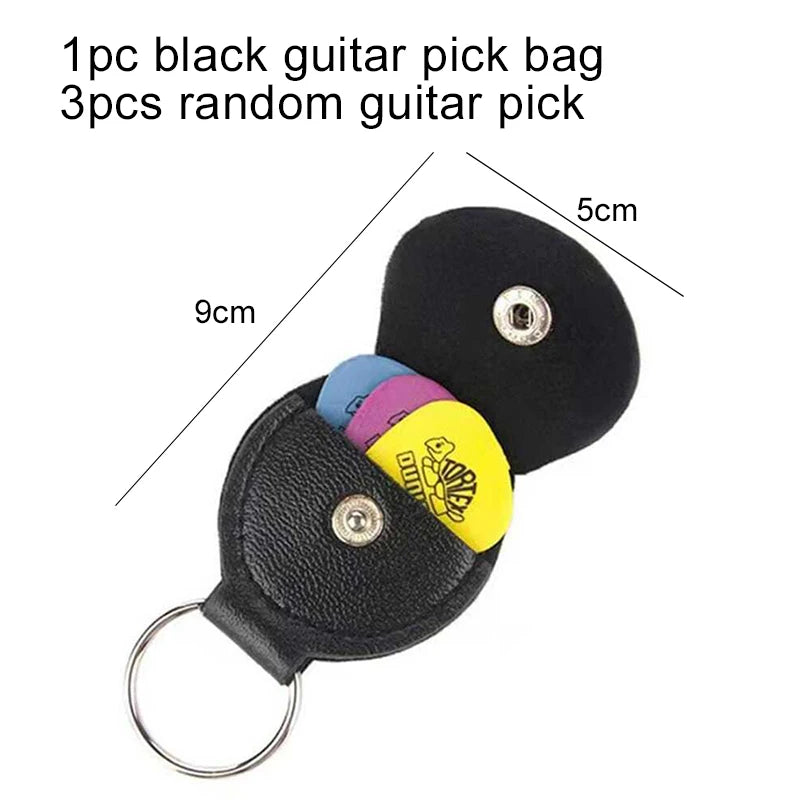 PU Leather Guitar Pick Bag + Alloy Capo & Metal Tuning Clip – Essential Guitar Accessory Kit