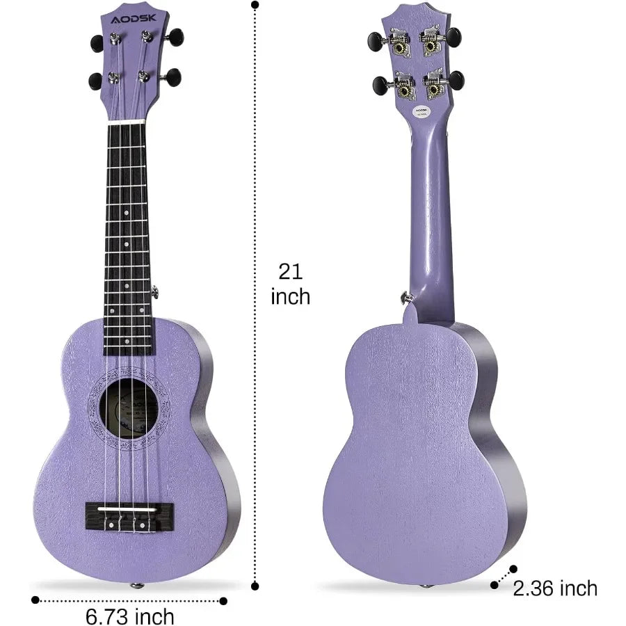 21″ Soprano Violet Ukulele – Beginner Bundle with Gig Bag, Strap & Picks