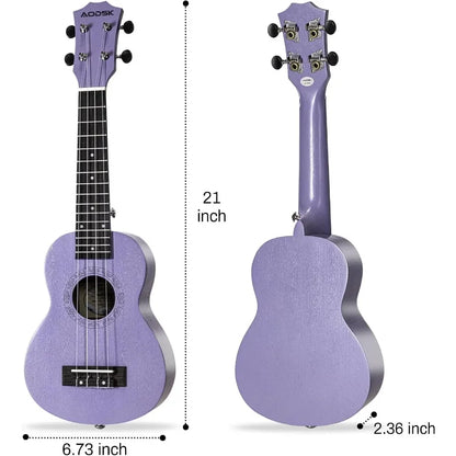 21″ Soprano Violet Ukulele – Beginner Bundle with Gig Bag, Strap & Picks