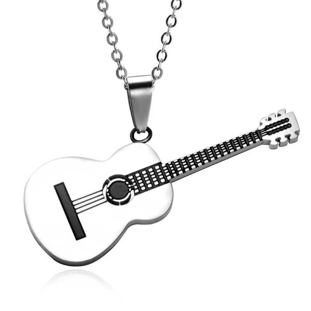 Unisex Guitar Pendant Necklace – Punk / Biker Music Statement Jewelry