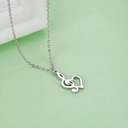 Heart Music-Note Treble Clef Necklace – Stainless Steel Unisex Music Pendant