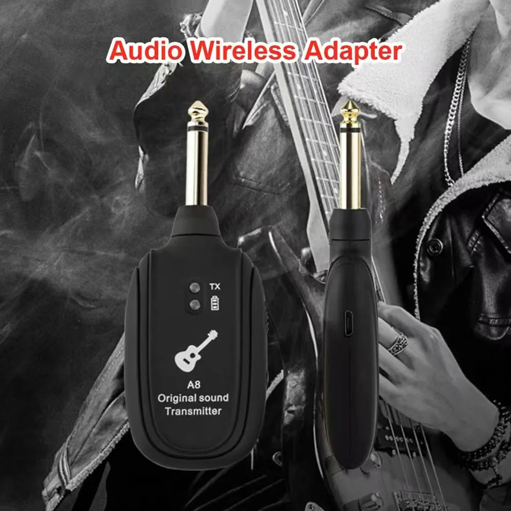 A8 UHF Electric Guitar Wireless System Transmitter Receiver Set Low latency Built-in Rechargeable For Electric Guitar Bass