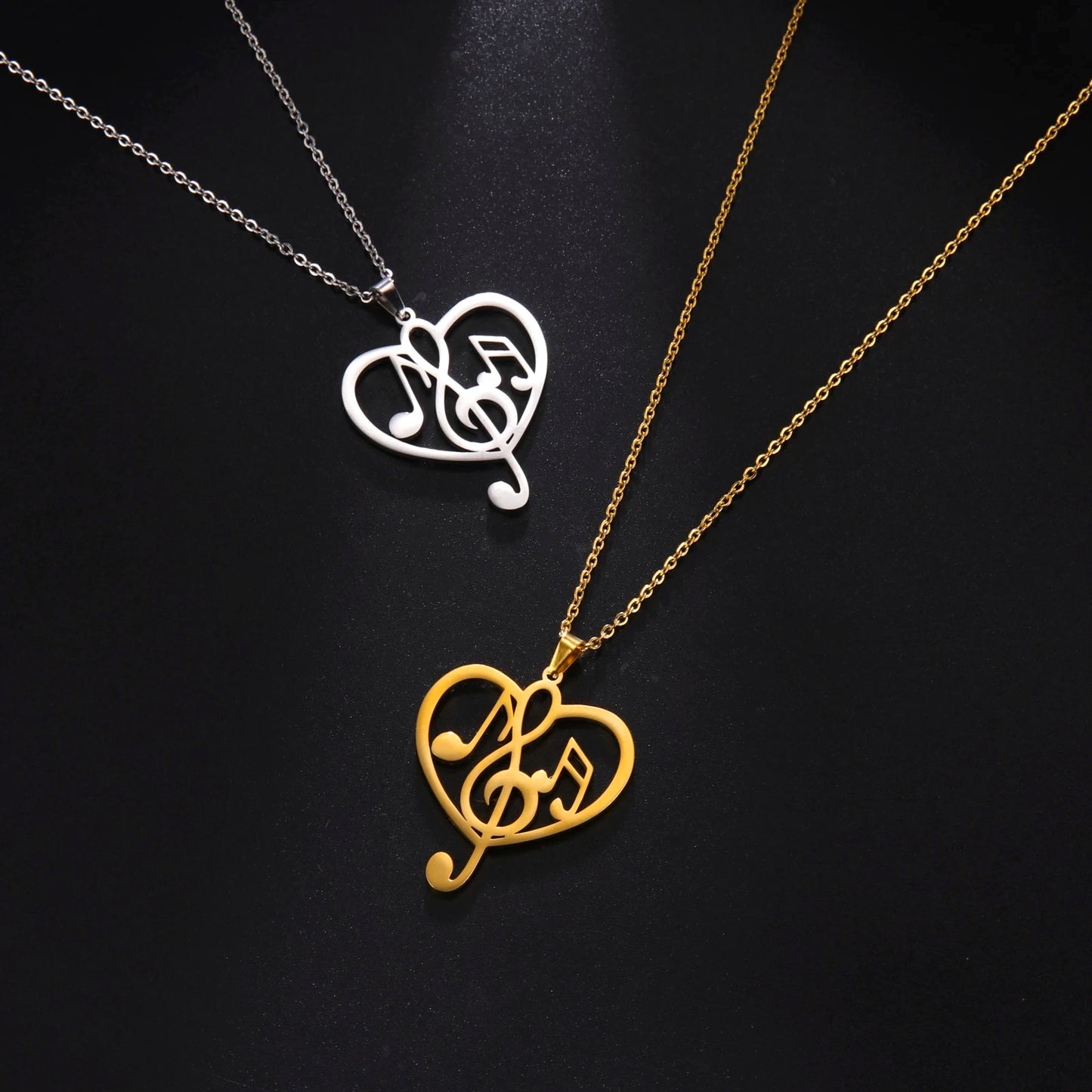 Note Treble Musical G Clef Symbol Necklace Music Heart Chain Gift For Woman Men Girl Stainless Steel Pendant Fashion Jewelry