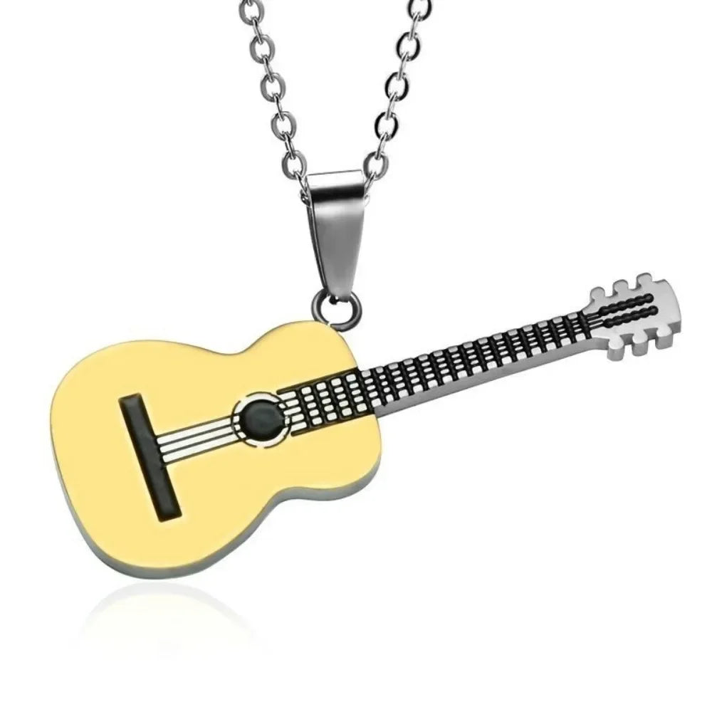 Unisex Guitar Pendant Necklace – Punk / Biker Music Statement Jewelry
