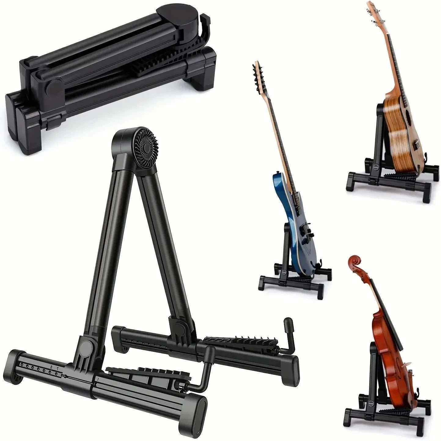 Miwayer Folding A‑Frame Guitar Stand – Universal ABS Floor Support for Acoustic, Electric, Bass & Ukulele