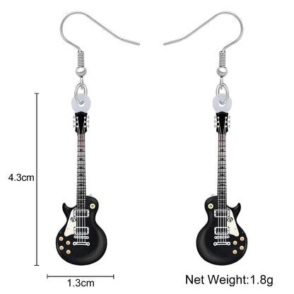 Bonsny Acrylic Anime Guitar Dangle Earrings Musical Instruments Drop Charms Fashion Jewelry For Women Girls Teens Gift Accessory