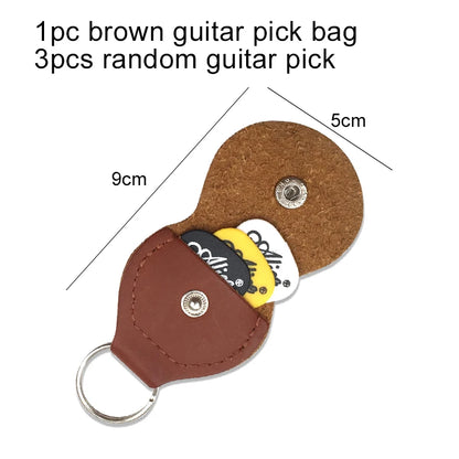 PU Leather Guitar Pick Bag + Alloy Capo & Metal Tuning Clip – Essential Guitar Accessory Kit