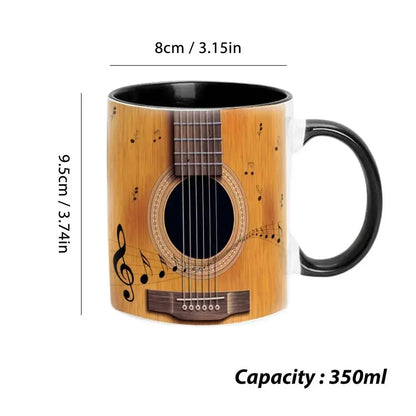 Music Theme Mug Coffee Mug Guitar Piano Violin Ceramic Cup Comfortable Handle Patterned Drinkware Home Office Desk Tea Cups