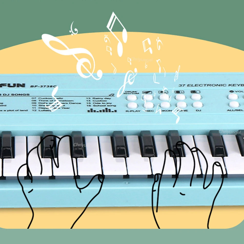 37-Key Rechargeable Electronic Piano Keyboard + Mic – Educational Music Toy for Kids