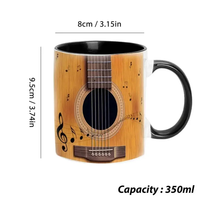 Music Theme Mug Coffee Mug Guitar Piano Violin Ceramic Cup Comfortable Handle Patterned Drinkware Home Office Desk Tea Cups