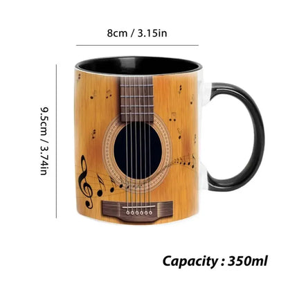 Music Theme Mug Coffee Mug Guitar Piano Violin Ceramic Cup Comfortable Handle Patterned Drinkware Home Office Desk Tea Cups