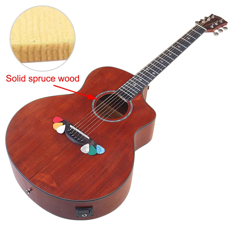 Thin-Body Acoustic-Electric Guitar Bundle – Beginner Guitar with Free Gig Bag & Extra Strings