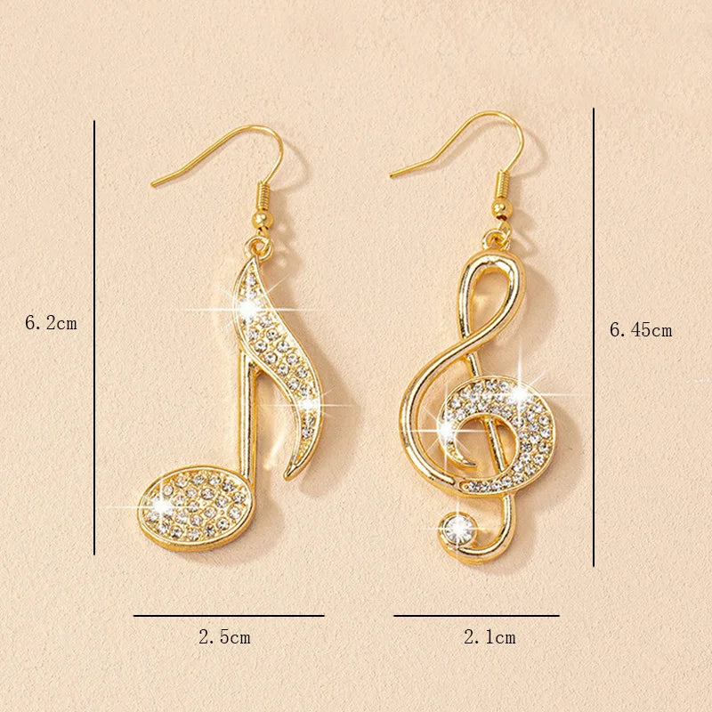 Dangle Earrings Personality Exaggerate Rhinestone Jewelry Women Musical Note Pendant Exquisite Trend Fashion Party Gifts RG0103