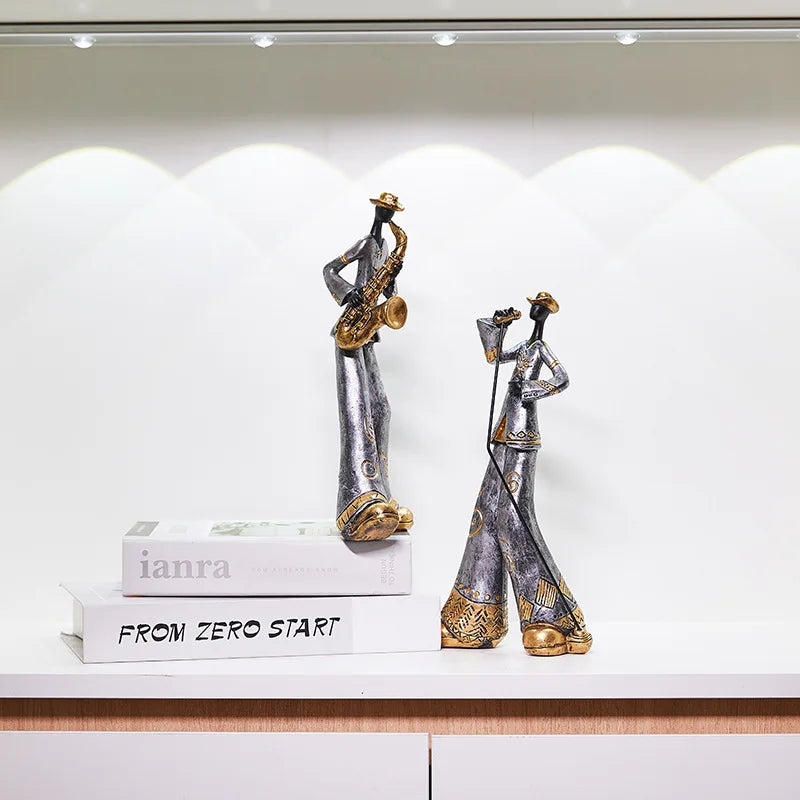 Creative American Band Decoration Musical Instrument Model Living Room Porch Study Nordic Arts And Crafts Statue Sculpture Home