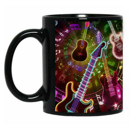 Dropshipping Black Ceramic Guitar Coffee Mug, Milk Tea Cup, Beer Cups and Mugs, Surprised Gift For Friends